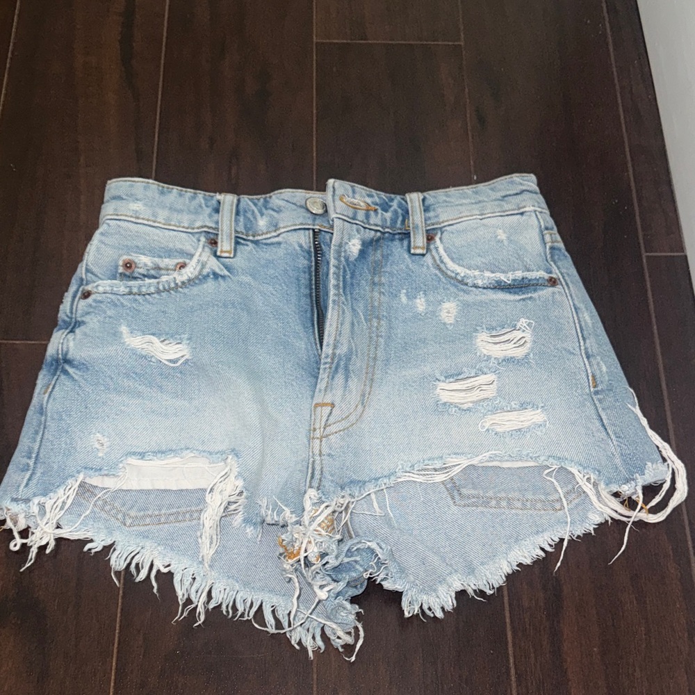 Women’s Light Blue Distressed Denim Shorts